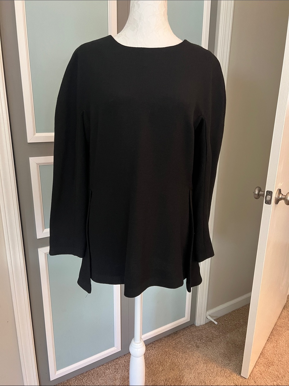 Anne Klein Black Long Sleeve Tunic Top